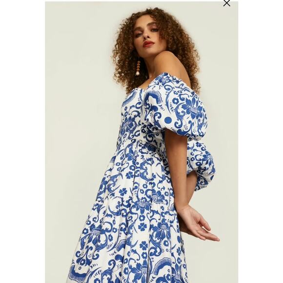 NEW Borgo de Nor Julia Cotton Dress Venezia blue size US 8 / UK 12 - Picture 4 of 16